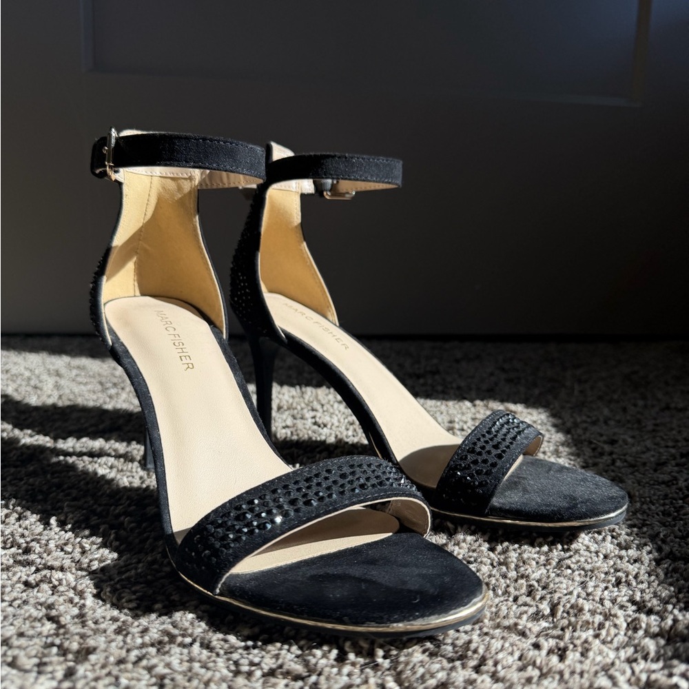 Marc Fisher Black Ankle Strap Heels